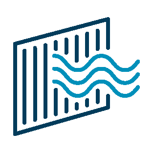Cartooon illustration of air flowing out of a register