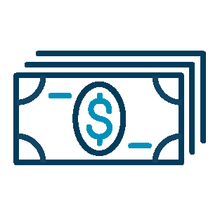 Cartoon illustration of paper money bills