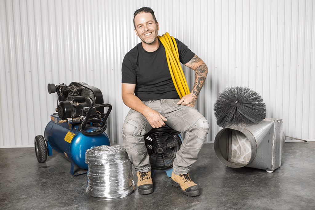 HVAC Installer gets ready for a service call